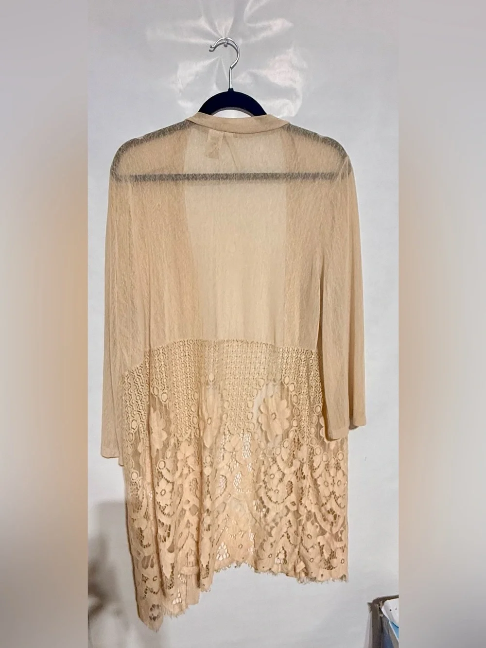 Lightweight Beige Lace-Trim Cardigan - Brand: Forgotten Grace